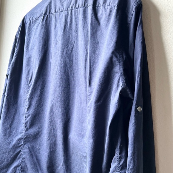 John Varvatos Navy Blue Rolled Sleeve Slim Fit Button-Down Shirt Sz XL - Picture 8 of 13